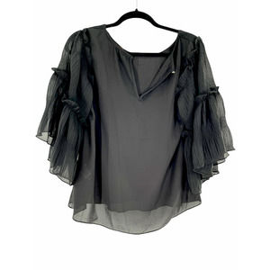 𝅺nwt BLUHEAVEN BLACK RUFFLE GAUZE TOP